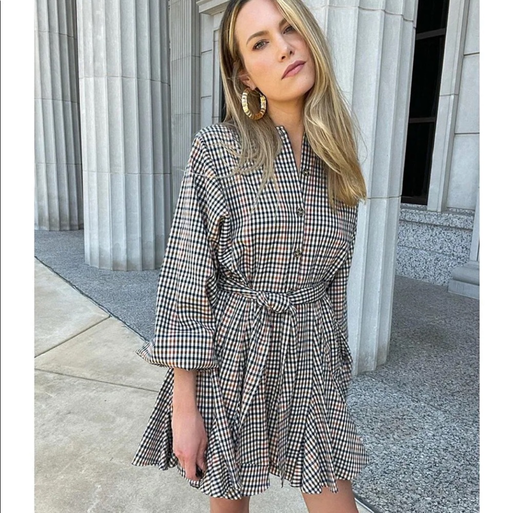 Gianni Bini Charlie Plaid Button Long Sleeve Dress
